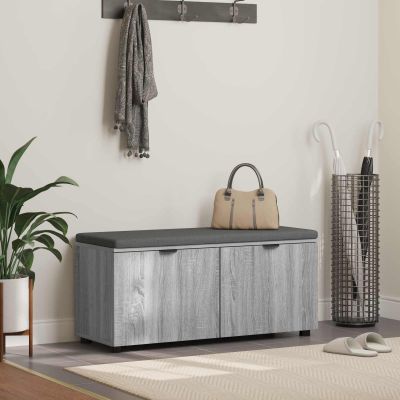 vidaXL Predsieňová lavica s vankúšom Sivá Sonoma 100 x 38 x 46 cm