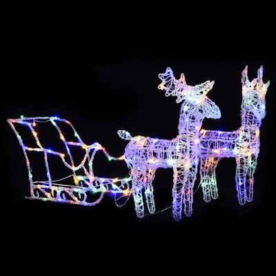 vidaXL Vianočná dekorácia so sobmi a saňami 160 LED 130 cm akryl