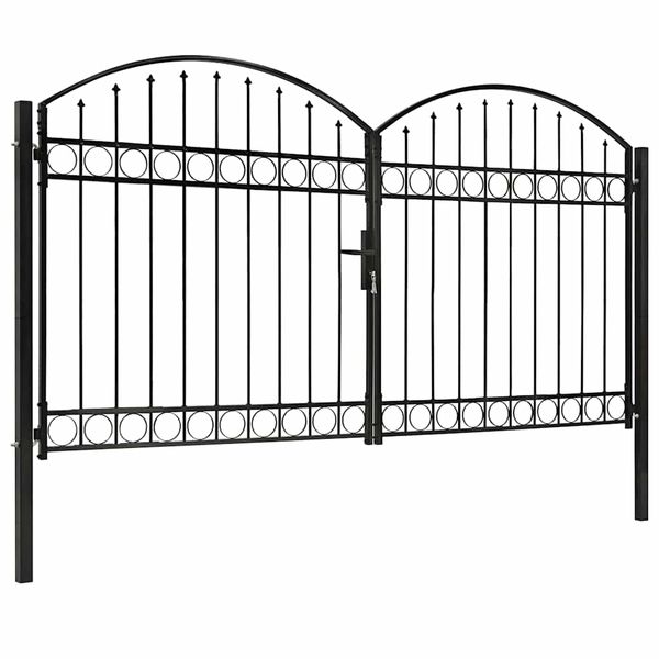 vidaXL Plotová brána ASSEN s dvojitými dverami a klenutým vrchom, oceľ 300x175 cm