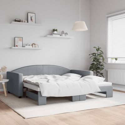 vidaXL Denná posteľ s rozkladacou posteľou bledosivá 100x190 cm látka