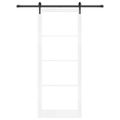 vidaXL Posuvné dvere 93 x 232 cm Masívne borovicové drevo a sklo Biela