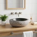 vidaXL Umývadlo Oválny Sivá (32-37) x (27-30) x 12 cm Ríčne kamene