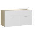 vidaXL Skrinka pod umývadlo biela+sonoma 90x38,5x46cm kompozitné drevo