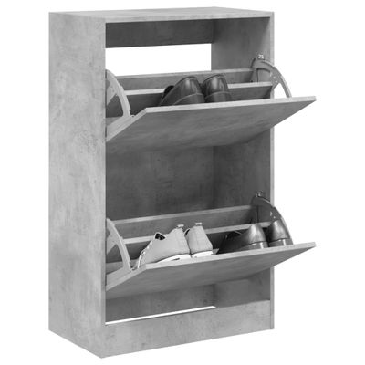 vidaXL Botník betónovo sivý 60x34x96,5 cm kompozitné drevo