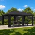 vidaXL Záhradný altánok 6 x 3 m Čierna Polyester a oceľ 190 gsm