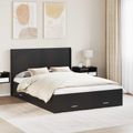 vidaXL Posteľový rám s úložným priestorom a čelom Čierna 135 x 190 cm