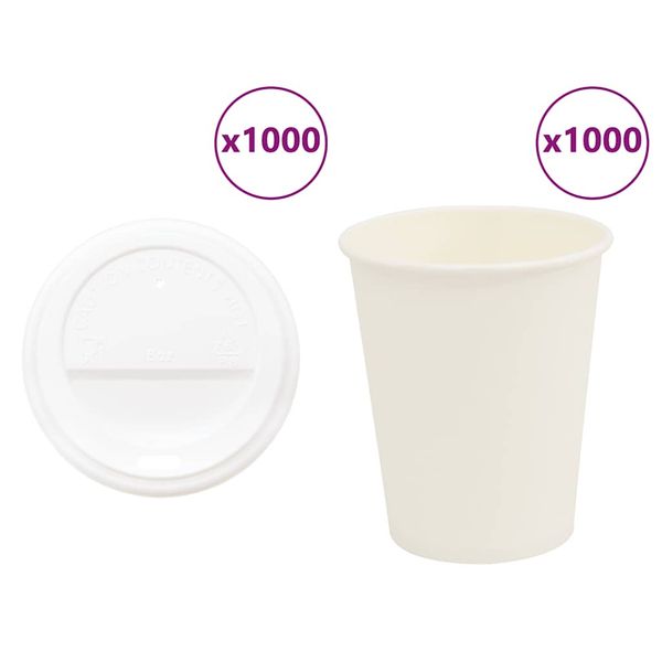 vidaXL papierové šálky na kávu s viečkom 1000 ks 8oz 200ml