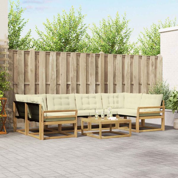 vidaXL Záhradná súprava gaučov 7 pcs Biela a krémová 79 x 79 x 37 cm