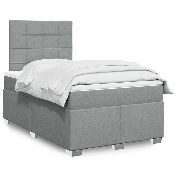 vidaXL Boxspring posteľ s matracom bledosivá 120x200 cm látka