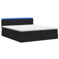 vidaXL LED úložná posteľ s matracom Čierna 200 x 200 cm Látka