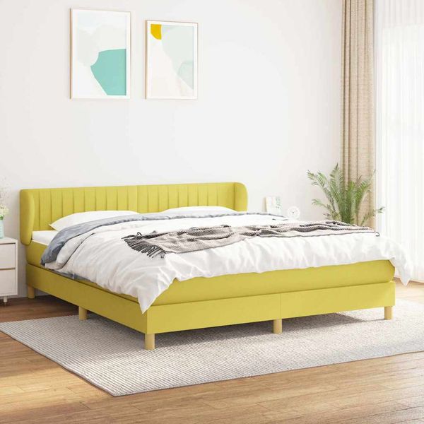 vidaXL Boxspring posteľ s matracom zelená 160x200 cm látka