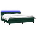 vidaXL Posteľný rám boxsping s matracom a LED tmavozelený 180x220 cm zamat