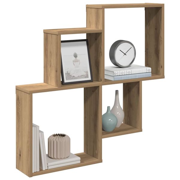 vidaXL Nástenná polička Artisan Dub 80x15x78,5 cm Konštrukčné drevo