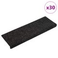 vidaXL Schodové rohože, samolepiace, 30 ks, 65x21x4 cm, čierne, s obdĺžnikovým okrajom