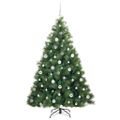 vidaXL Umelý vianočný stromček s 300 LED-i Zelená 180 cm PE a PVC