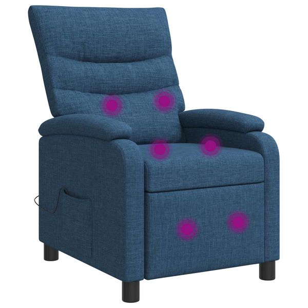 vidaXL Masážne relaxačné kreslo Modrá Látka