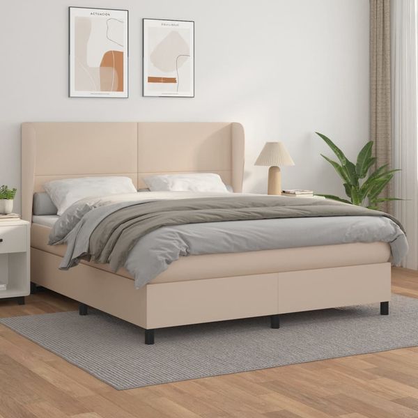 vidaXL Boxspring posteľ s matracom kapučínová 160x200 cm umelá koža