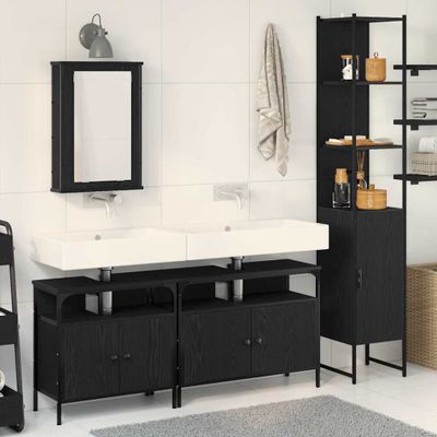 vidaXL Sada kúpeľňového nábytku 4 pcs Čierny dub Kompozitné drevo