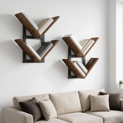 vidaXL Nástenná plávajúca polica 2 ks Staré drevo 43 x 15 x 47 cm