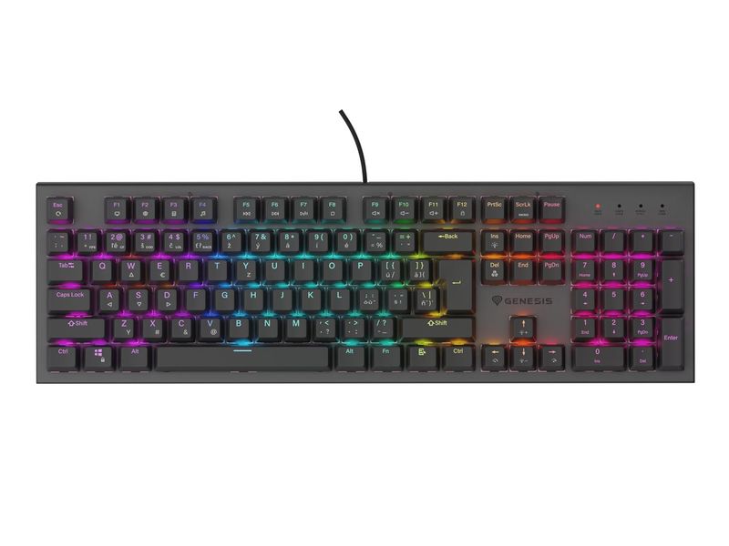 Genesis tichá herná klávesnica THOR 303/RGB/Outemu Peach Silent/Drôtová USB/ CZ- SK layout/Čierna
