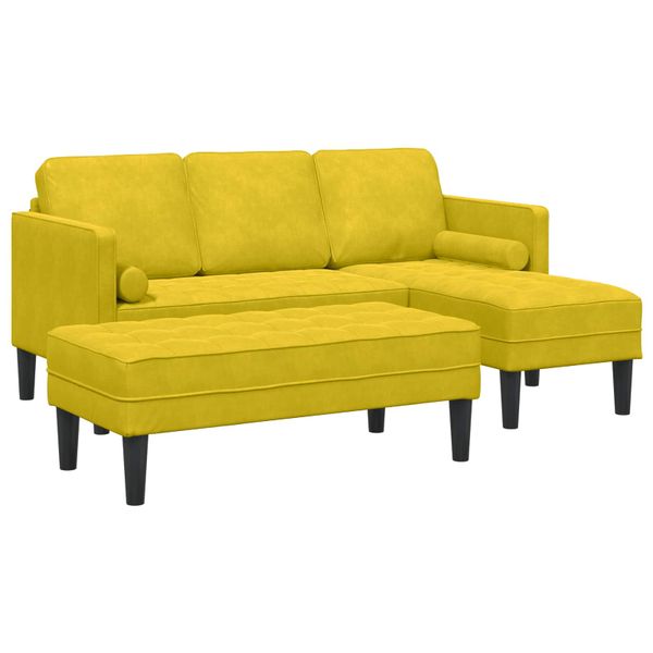 vidaXL Sada pohoviek s vankúšom 2 pcs Žltá Polyester