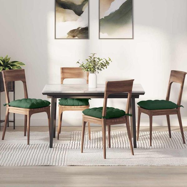 vidaXL Vankúše na sedenie 4 pcs Tmavozelená 40 x 40 x 6 cm