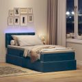 vidaXL LED úložná posteľ s matracom Tmavomodrá 90 x 200 cm Zamat