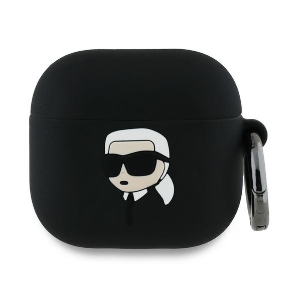 Karl Lagerfeld Kryt pre AirPods 4 Silikónová Karl Hlava 3D Čierna
