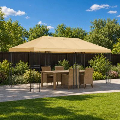 vidaXL Kryt na altánkovú strechu 6 x 3 m Krémová Polyester 190 gsm