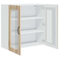 vidaXL Nástenný sklenený kabinet PORTO Sonoma dub 80 x 31 x 80 cm