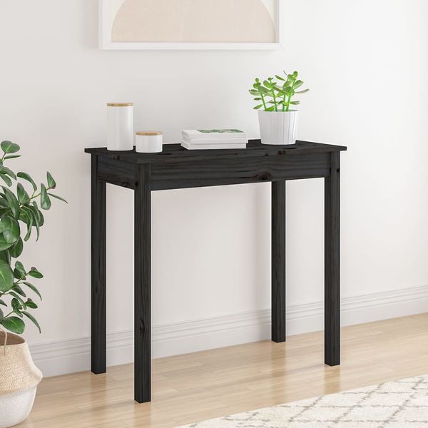 vidaXL Konzolový stolík čierny 80x40x75 cm masívne borovicové drevo