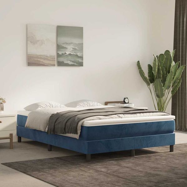 vidaXL Matrac s taštičkovými pružinami stredná tvrdosť tmavomodrý 140x210x20 cm zamat