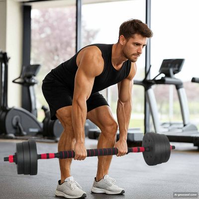 vidaXL 4-v-1 činkový set 30kg Čierna a červená Cement a železní piesok
