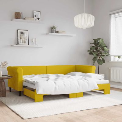 vidaXL Denná posteľ s rozkladacou posteľou žltá 80x200 cm zamat