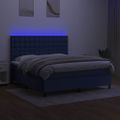 vidaXL Posteľ boxsping s matracom a LED modrá 160x200 cm látka