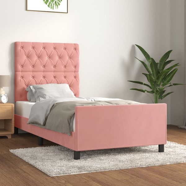 vidaXL Rám postele s čelom ružový 80x200 cm zamat