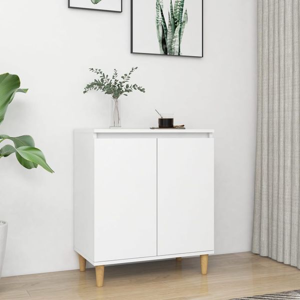 vidaXL Komoda, nohy z masívu, biela 60x35x70 cm, kompozitné drevo