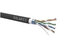 Solarix - inštalačný kábel vonkajší FTP, Cat5E, drôt, PVC+PE, dvojitý plášť, cievka 305m