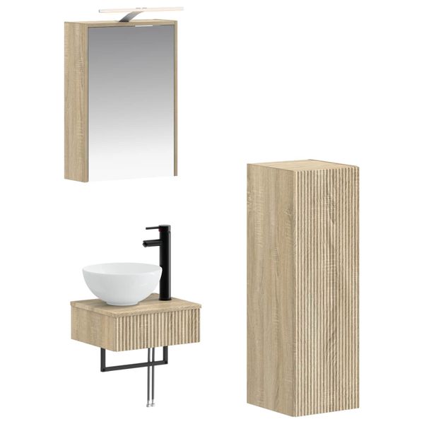 vidaXL Set kabinetov do kúpeľne 4 pcs Dub sonoma 43 x 16 x 62,5 cm