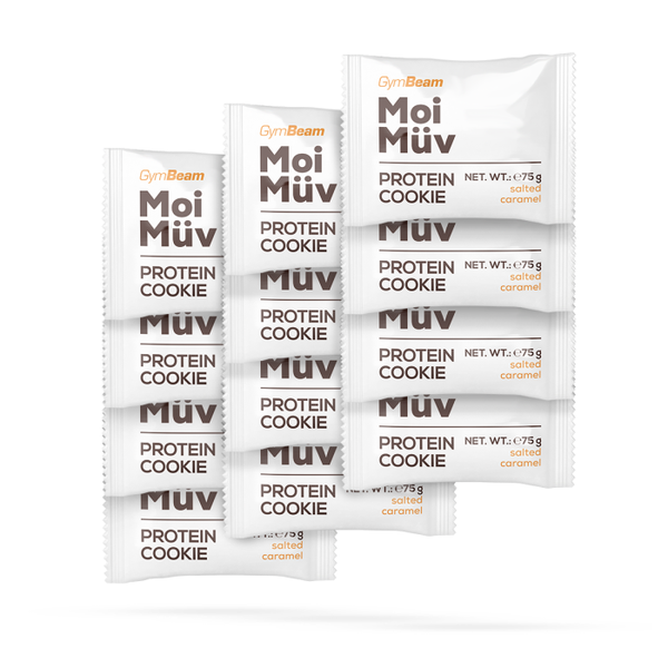 MoiMüv Protein Cookie - GymBeam, slaný karamel, 12 x 75 g