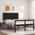 vidaXL Posteľ pre seniorov s čelom, čierna, 140x200 cm, drevený masív