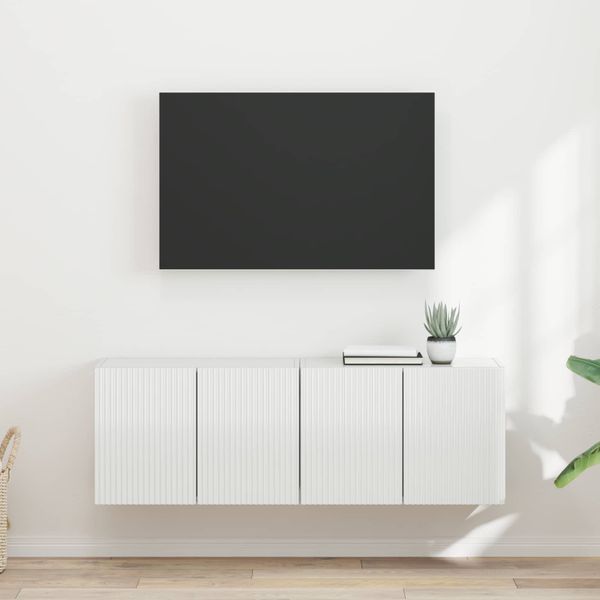 vidaXL TV nástenná skriňa 2 pcs Vysoký lesk bielej 59,5 x 31 x 40 cm