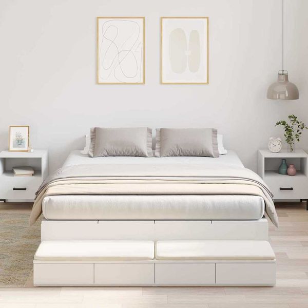 vidaXL Rám postele s úložným prostorem Biela 140 cm Kompozitné drevo