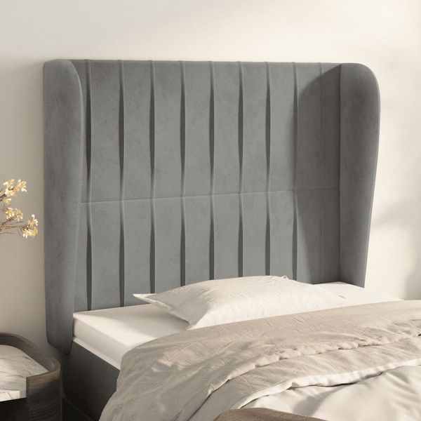 vidaXL Čelo postele so záhybmi bledosivé 103x23x118/128 cm zamat