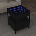 vidaXL Nočný stolík s nekonečnými LED čierny 40x40x51 cm