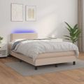 vidaXL Boxspring posteľ matrac a LED kapučínová 120x200 cm umelá koža
