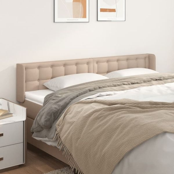 vidaXL Čelo postele so záhybmi kapučínové 163x16x78/88 cm umelá koža