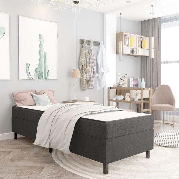 vidaXL Posteľ boxspring tmavošedá látková 100x200 cm