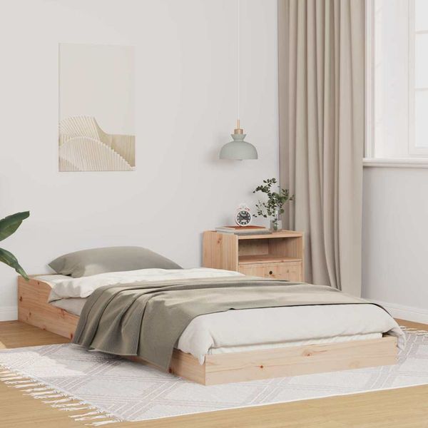vidaXL Rám postele Prírodná 100 x 200 cm Masívne borovicové drevo