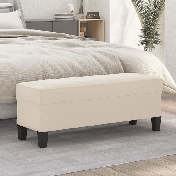 vidaXL Lavica krémová 100x35x41 cm látka z mikrovlákna